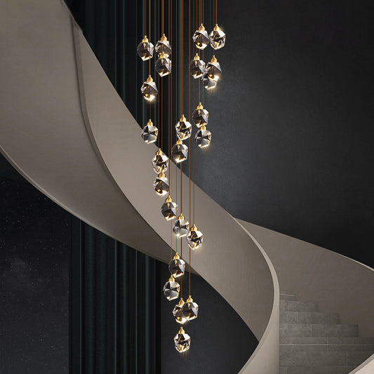 Luxury Crystal LED Chandelier for Staircase Living Room