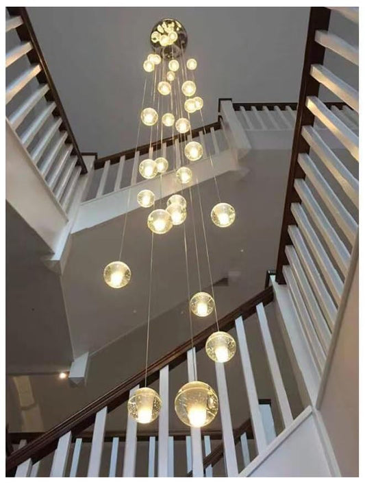 Modern Hanging Chandelier High Ceiling Large Spiral Raindrop Pendant Lighting,Bubble Chandelier for Staircase